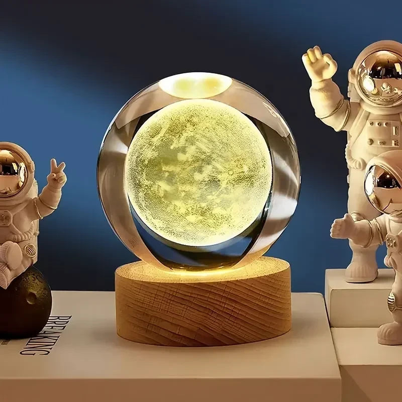 🌙 Lámpara Esfera de Cristal 3D | Elegancia que Ilumina tu Hogar