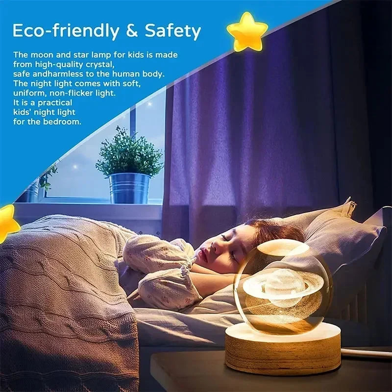 🌙 Lámpara Esfera de Cristal 3D | Elegancia que Ilumina tu Hogar