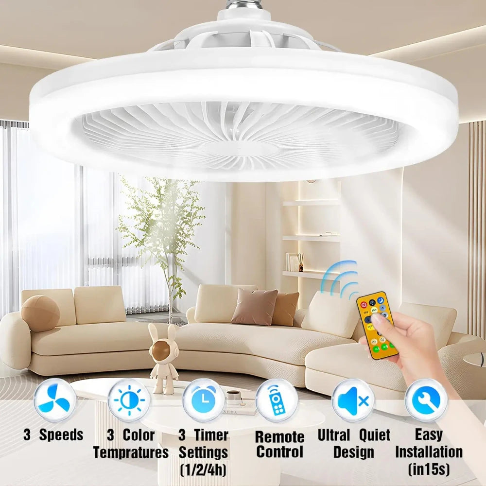 💡❄️ Ventilador Lámpara LED E27 | Iluminación Moderna y Frescura en un Solo Producto