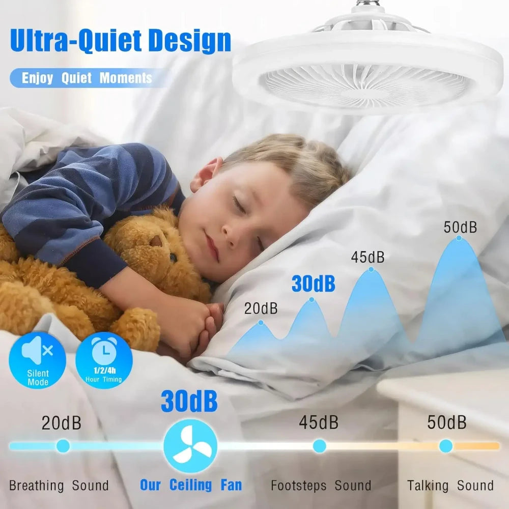 💡❄️ Ventilador Lámpara LED E27 | Iluminación Moderna y Frescura en un Solo Producto