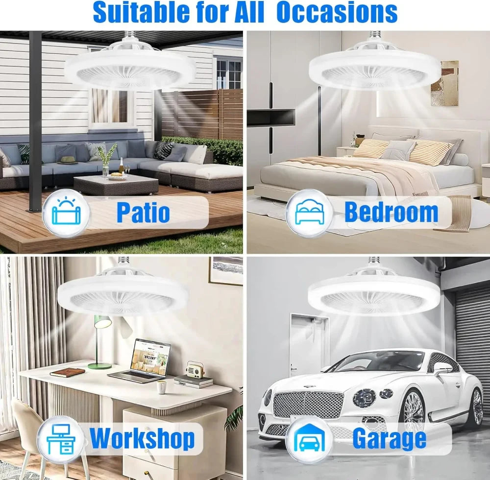 💡❄️ Ventilador Lámpara LED E27 | Iluminación Moderna y Frescura en un Solo Producto