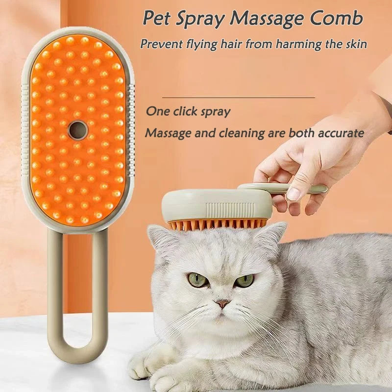 🐾✨ Cepillo Vaporizador para Mascotas 3 en 1 | Limpieza, Masaje y Cuidado del Pelaje