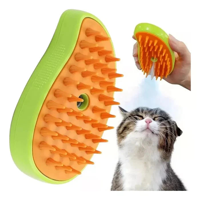 🛁 Cepillo de Vapor 3 en 1 para Mascotas | Cepilla, Limpia y Relaja