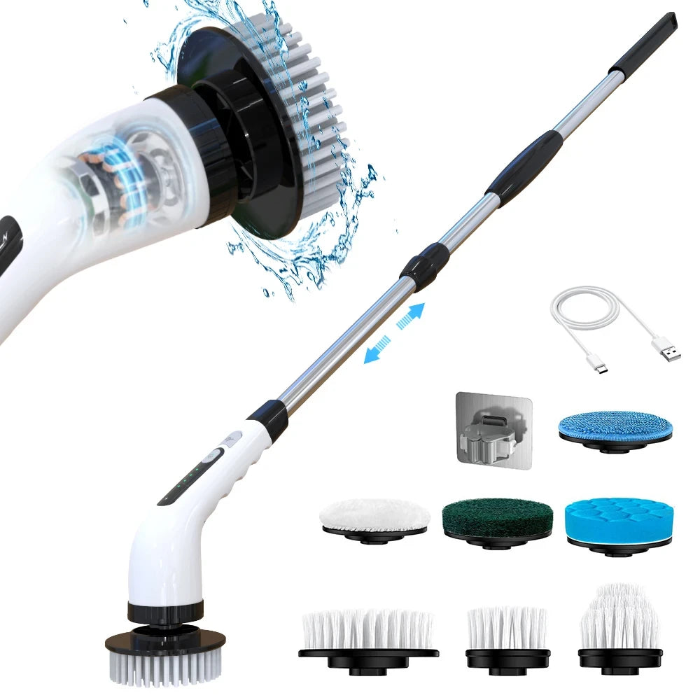 🧼 Cepillo Eléctrico Extensible | Limpieza Profunda Sin Agacharte