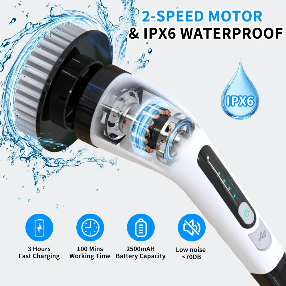 🧼 Cepillo Eléctrico Extensible | Limpieza Profunda Sin Agacharte